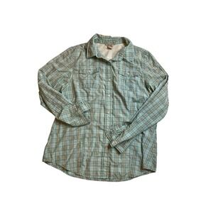 Duluth Trading Fishing Shirt Size Large Plaid Women's Gusseted Gorpcore
